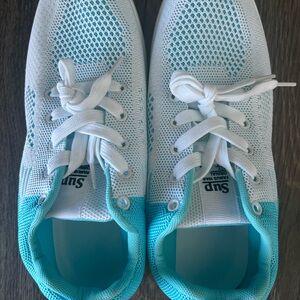 Womens White and Aqua blue Sneakers